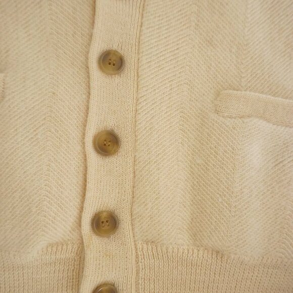 Yves Saint Laurent Cream Luxury Designer Minimalist 100% Wool Cardigan Sweater M - Picture 10 of 11